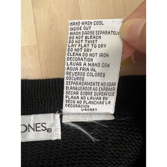 Victoria Jones Black Knit Vest Size M Multicolor Rhinestone Sweater Vintage - Picture 7 of 8